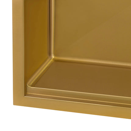 Ruvati 27 inch Polished Brass Matte Gold Workstation Undermount Kitchen Sink Single Bowl - RVH6527GG Ruvati