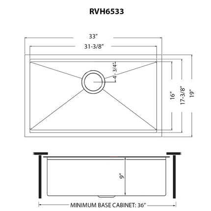 Ruvati 33 inch Gunmetal Black Stainless Steel Workstation Undermount Kitchen Sink Single Bowl - RVH6533BL Ruvati