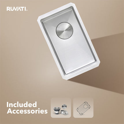 Ruvati 10 inch Undermount Bar Prep 16 Gauge Kitchen Sink Round Corners Stainless Steel Single Bowl - RVH7010 Ruvati