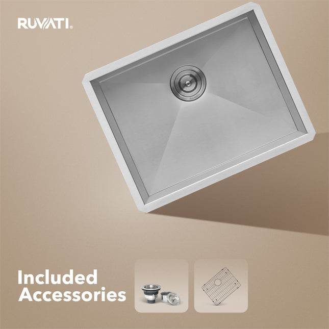 Ruvati 23-inch Undermount 16 Gauge Zero Radius Kitchen Sink Stainless Steel Single Bowl - RVH7100 Ruvati