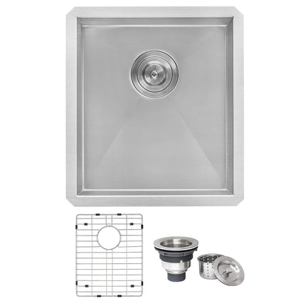 Ruvati 16-inch Undermount 16 Gauge Zero Radius Bar Prep Sink Stainless Steel Single Bowl - RVH7111 Ruvati