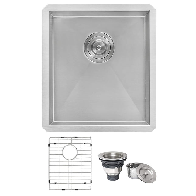 Ruvati 16-inch Undermount 16 Gauge Zero Radius Bar Prep Sink Stainless Steel Single Bowl - RVH7111 Ruvati