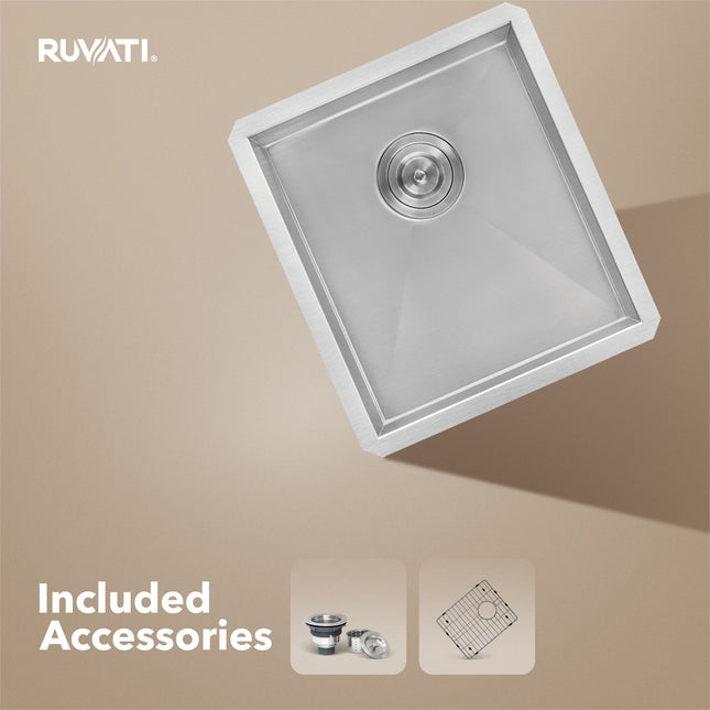 Ruvati 16-inch Undermount 16 Gauge Zero Radius Bar Prep Sink Stainless Steel Single Bowl - RVH7111 Ruvati
