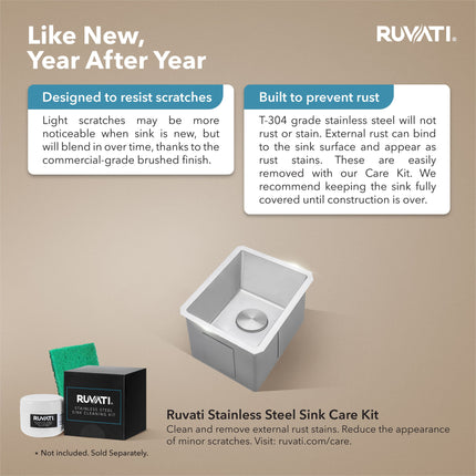 Ruvati 12 inch Undermount Bar Prep Kitchen Sink 16 Gauge Round Corners Stainless Steel Single Bowl - RVH7112 Ruvati