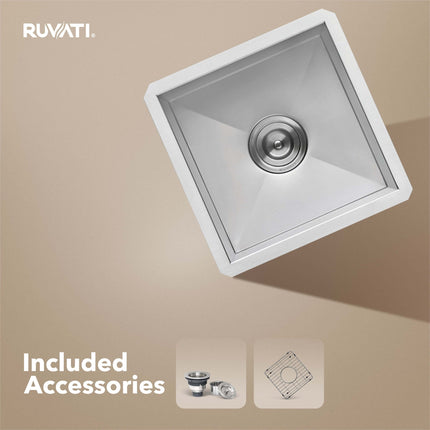 Ruvati 13 x 15 inch Undermount 16 Gauge Zero Radius Bar Prep Kitchen Sink Stainless Steel Single Bowl - RVH7113 Ruvati