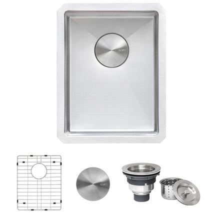 Ruvati 16 x 18 inch Undermount Bar Prep Kitchen Sink 16 Gauge Rounded Corners Stainless Steel Single Bowl - RVH7116 Ruvati
