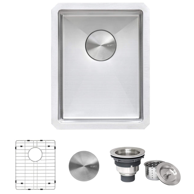Ruvati 16 x 18 inch Undermount Bar Prep Kitchen Sink 16 Gauge Rounded Corners Stainless Steel Single Bowl - RVH7116 Ruvati