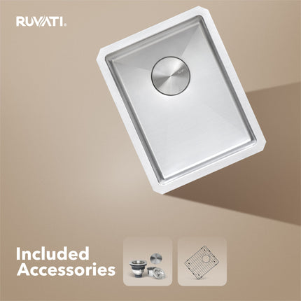 Ruvati 16 x 18 inch Undermount Bar Prep Kitchen Sink 16 Gauge Rounded Corners Stainless Steel Single Bowl - RVH7116 Ruvati