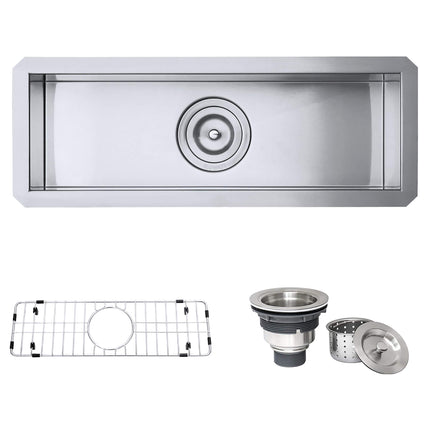 Ruvati 23" x 8" Bar Prep Sink Narrow Trough Undermount 16 Gauge Stainless Steel Single Bowl - RVH7120 Ruvati