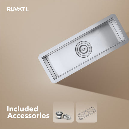 Ruvati 23" x 8" Bar Prep Sink Narrow Trough Undermount 16 Gauge Stainless Steel Single Bowl - RVH7120 Ruvati
