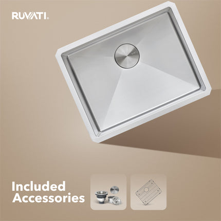 Ruvati 21-inch Undermount Stainless Steel Bar Prep Kitchen Sink 16 Gauge Rounded Corners Single Bowl - RVH7121 Ruvati