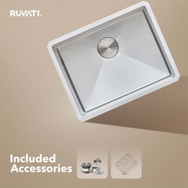 Ruvati 21-inch Undermount Stainless Steel Bar Prep Kitchen Sink 16 Gauge Rounded Corners Single Bowl - RVH7121 Ruvati
