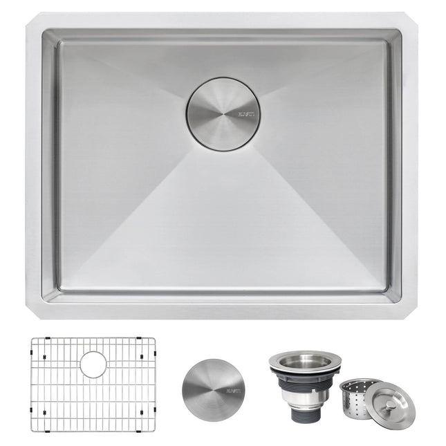 Ruvati 23-inch Undermount Stainless Steel Kitchen Sink 16 Gauge Rounded Corners Single Bowl - RVH7123 Ruvati