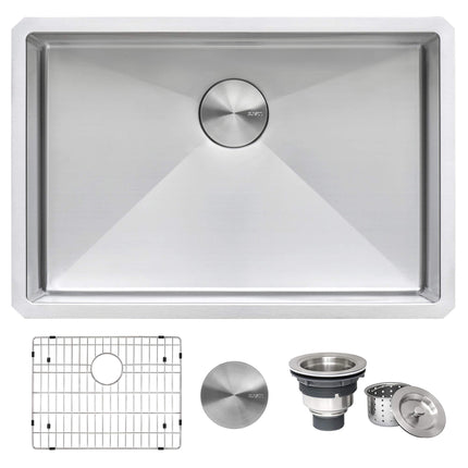 Ruvati 26-inch Undermount Stainless Steel Kitchen Sink 16 Gauge Rounded Corners Single Bowl - RVH7126 Ruvati