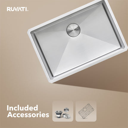 Ruvati 26-inch Undermount Stainless Steel Kitchen Sink 16 Gauge Rounded Corners Single Bowl - RVH7126 Ruvati