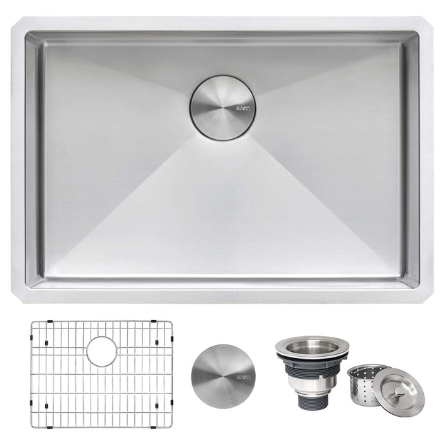 Ruvati 27-inch Undermount 16 Gauge Stainless Steel Kitchen Sink Rounded Corners Single Bowl - RVH7127 Ruvati