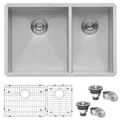 Ruvati 29-inch Undermount 60/40 Double Bowl Zero Radius 16 Gauge Stainless Steel Kitchen Sink - RVH7200 Ruvati
