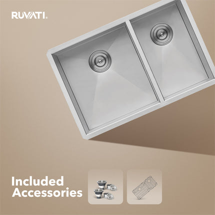 Ruvati 29-inch Undermount 60/40 Double Bowl Zero Radius 16 Gauge Stainless Steel Kitchen Sink - RVH7200 Ruvati