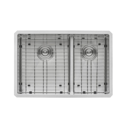 Ruvati 28-inch Low-Divide Undermount 60/40 Double Bowl Rounded Corners 16 Gauge Stainless Steel Kitchen Sink - RVH7255 Ruvati