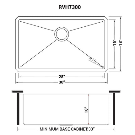 Ruvati 30-inch Undermount 16 Gauge Stainless Steel Rounded Corners Kitchen Sink Single Bowl - RVH7300 Ruvati