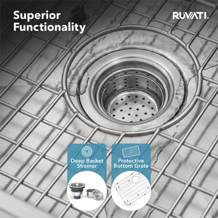 Ruvati 30-inch Undermount 50/50 Double Bowl Zero Radius 16 Gauge Stainless Steel Kitchen Sink - RVH7350 Ruvati