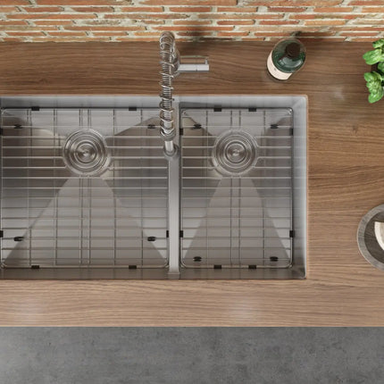 Ruvati 30-inch Low-Divide Undermount Rounded Corners 60/40 Double Bowl 16 Gauge Stainless Steel Kitchen Sink - RVH7357 Ruvati