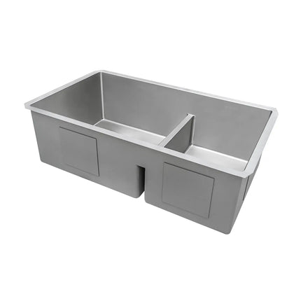 Ruvati 30-inch Low-Divide Undermount Rounded Corners 60/40 Double Bowl 16 Gauge Stainless Steel Kitchen Sink - RVH7357 Ruvati