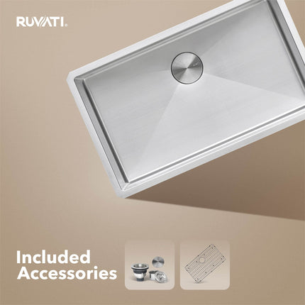 Ruvati 32-inch Undermount 16 Gauge Rounded Corners Kitchen Sink Stainless Steel Single Bowl - RVH7400 Ruvati