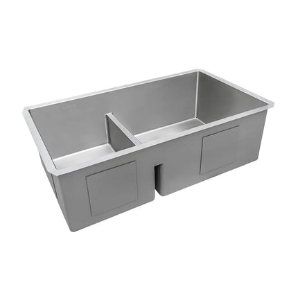 Ruvati 33-inch Low-Divide Undermount 40/60 Double Bowl 16 Gauge Rounded Corners Stainless Steel Kitchen Sink - RVH7418 Ruvati