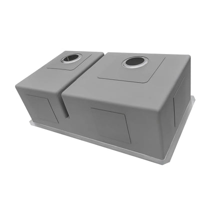Ruvati 33-inch Low-Divide Undermount 40/60 Double Bowl 16 Gauge Rounded Corners Stainless Steel Kitchen Sink - RVH7418 Ruvati