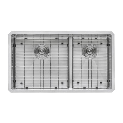 Ruvati 33-inch Low-Divide Undermount 60/40 Double Bowl 16 Gauge Rounded Corners Stainless Steel Kitchen Sink - RVH7419 Ruvati