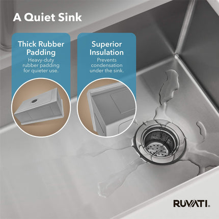 Ruvati 33-inch Undermount 16 Gauge Rounded Corners Large Kitchen Sink Stainless Steel Single Bowl - RVH7433 Ruvati