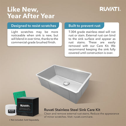 Ruvati 35-inch Undermount 16 Gauge Rounded Corners Large Kitchen Sink Stainless Steel Single Bowl - RVH7466 Ruvati