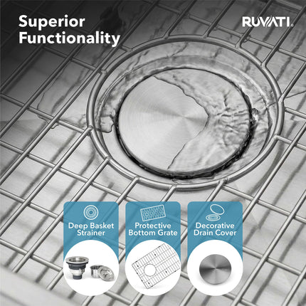 Ruvati 27-inch Slope Bottom Offset Drain Undermount Kitchen Sink Single Bowl Stainless Steel - RVH7470 Ruvati