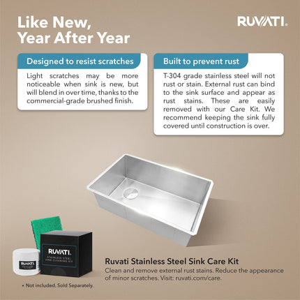 Ruvati 27-inch Slope Bottom Offset Drain Undermount Kitchen Sink Single Bowl Stainless Steel - RVH7470 Ruvati