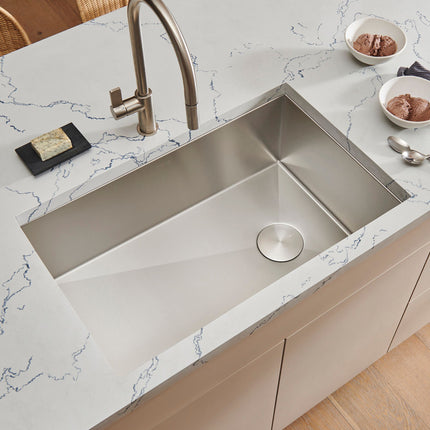 Ruvati 27-inch Slope Bottom Offset Drain Undermount Kitchen Sink Single Bowl Stainless Steel - RVH7470 Ruvati