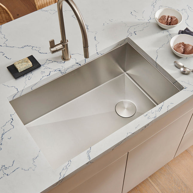 Ruvati 27-inch Slope Bottom Offset Drain Undermount Kitchen Sink Single Bowl Stainless Steel - RVH7470 Ruvati