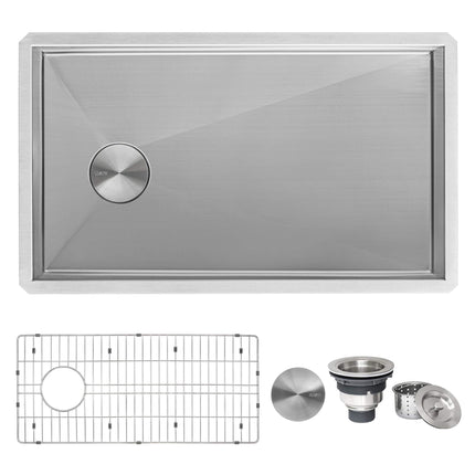 Ruvati 30-inch Slope Bottom Offset Drain Undermount Kitchen Sink Single Bowl Stainless Steel - RVH7480 Ruvati