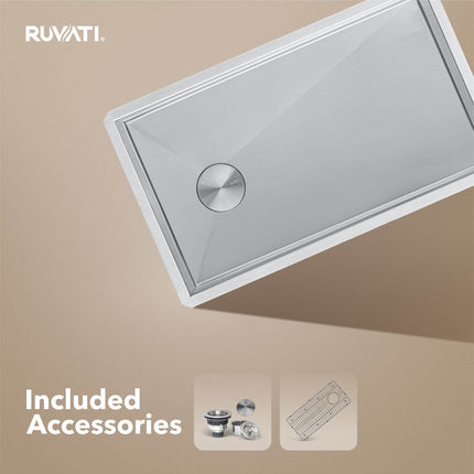 Ruvati 30-inch Slope Bottom Offset Drain Undermount Kitchen Sink Single Bowl Stainless Steel - RVH7480 Ruvati
