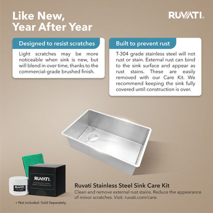 Ruvati 30-inch Slope Bottom Offset Drain Undermount Kitchen Sink Single Bowl Stainless Steel - RVH7480 Ruvati