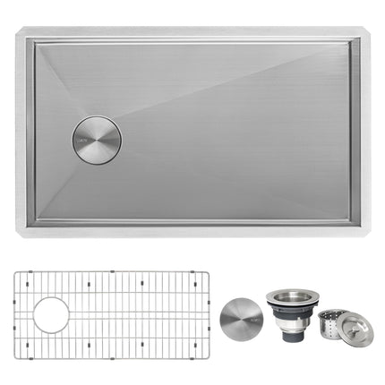Ruvati 36-inch Slope Bottom Offset Drain Reversible Kitchen Sink Undermount 16 Gauge Stainless Steel - RVH7497 Ruvati