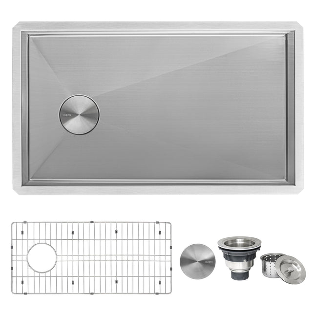 Ruvati 36-inch Slope Bottom Offset Drain Reversible Kitchen Sink Undermount 16 Gauge Stainless Steel - RVH7497 Ruvati