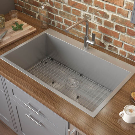 Ruvati 33 x 22 Drop-in Topmount 16 Gauge Zero Radius Stainless Steel Kitchen Sink Single Bowl - 1 hole - RVH8000 Ruvati