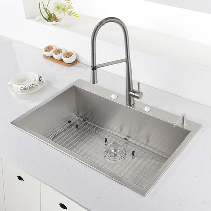Ruvati 33 x 22 inch Drop-in Topmount 16 Gauge Zero Radius Stainless Steel Kitchen Sink Single Bowl - 4 holes - RVH8001 Ruvati