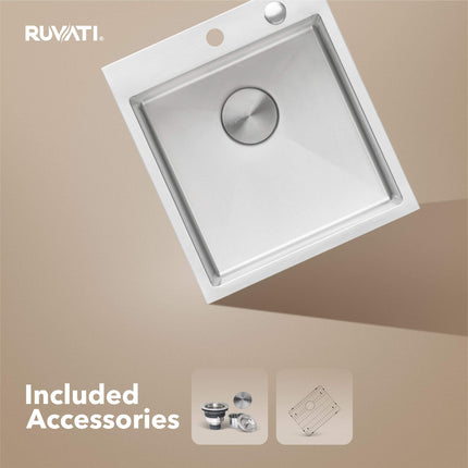 Ruvati 18 x 20 inch Drop-in Topmount Rounded 16 Gauge Stainless Steel Kitchen Sink Single Bowl - RVH8006 Ruvati