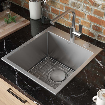 Ruvati 18 x 20 inch Drop-in Topmount Rounded 16 Gauge Stainless Steel Kitchen Sink Single Bowl - RVH8006 Ruvati