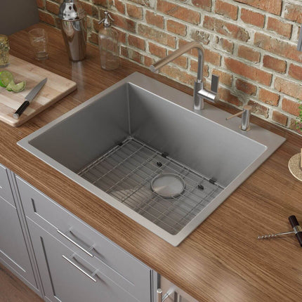 Ruvati 25-inch Drop-in Topmount 16 Gauge Stainless Steel Rounded Corners Kitchen Sink Single Bowl - RVH8007 Ruvati
