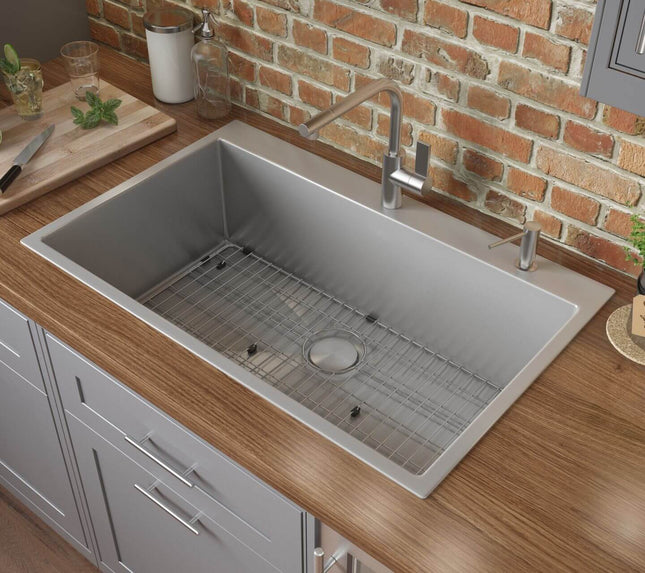 Ruvati 30 x 22 inch Drop-in Topmount 16 Gauge Stainless Steel Rounded Corners Kitchen Sink Single Bowl - RVH8009 Ruvati
