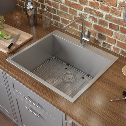 Ruvati 25" Drop-in Topmount 16 Gauge Stainless Steel Single Bowl Kitchen Sink - RVH8010 Ruvati