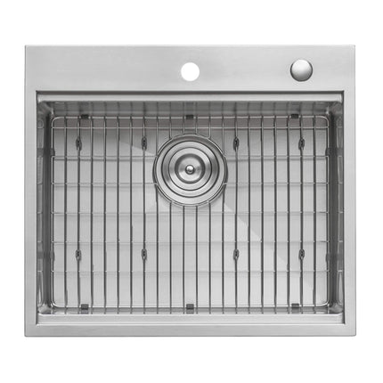 Ruvati 25 x 22 inch Workstation Drop-in Topmount 16 Gauge Stainless Steel Rounded Corners Ledge Kitchen Sink Single Bowl - RVH8023 Ruvati